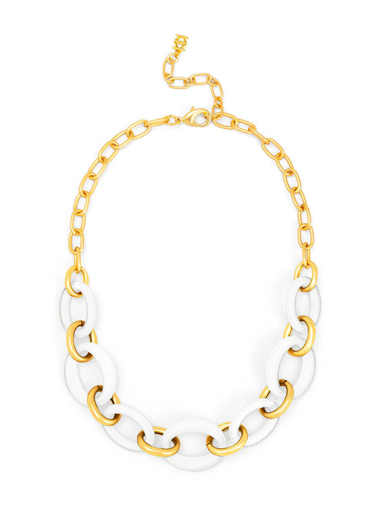 Oval Link Matte Gold Collar Necklace