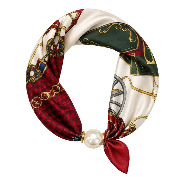 Short Scarf with Magnetic Pearl