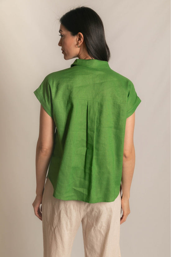 Linen Relaxed Short Sleeve Button Up Shirt