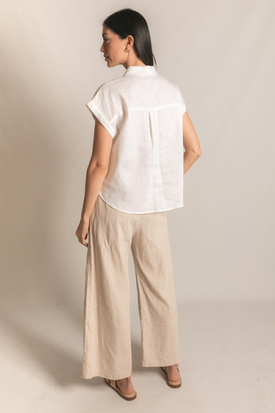 Linen Relaxed Short Sleeve Button Up Shirt