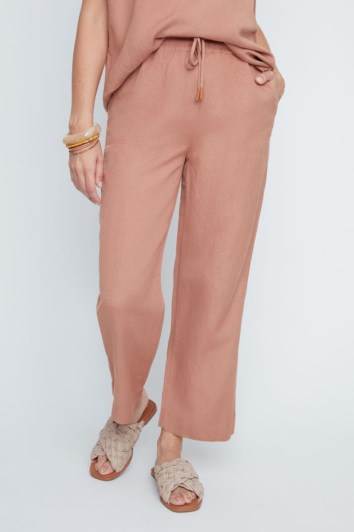 Blush Breeze Linen Cropped Pants