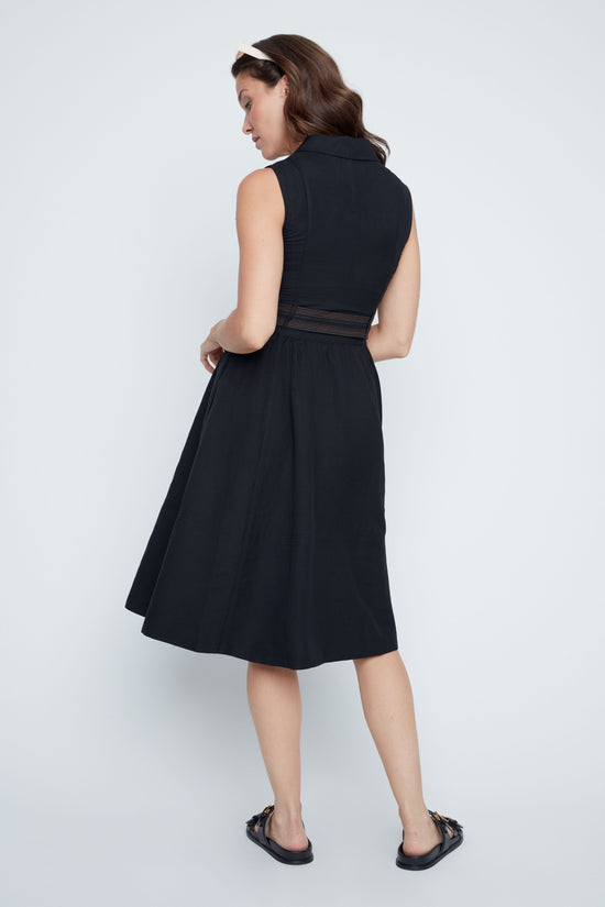 Midnight Elegance Belted Linen Dress