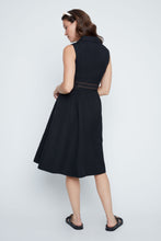 Load image into Gallery viewer, Midnight Elegance Belted Linen Dress
