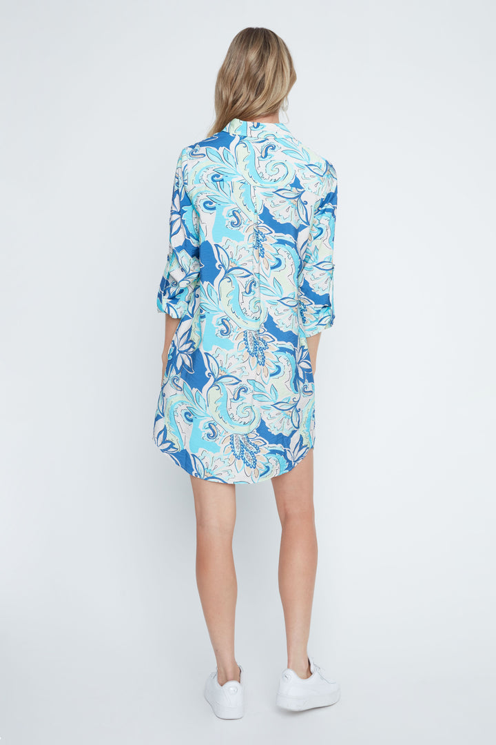 Coastal Blue Paisley Breeze Shirt Dress*FINAL SALE*