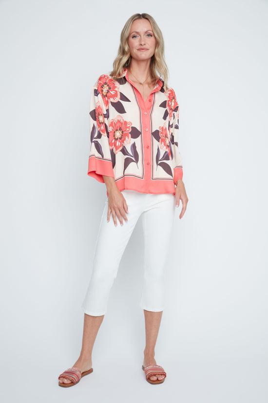 Coral Bloom Garden Blouse