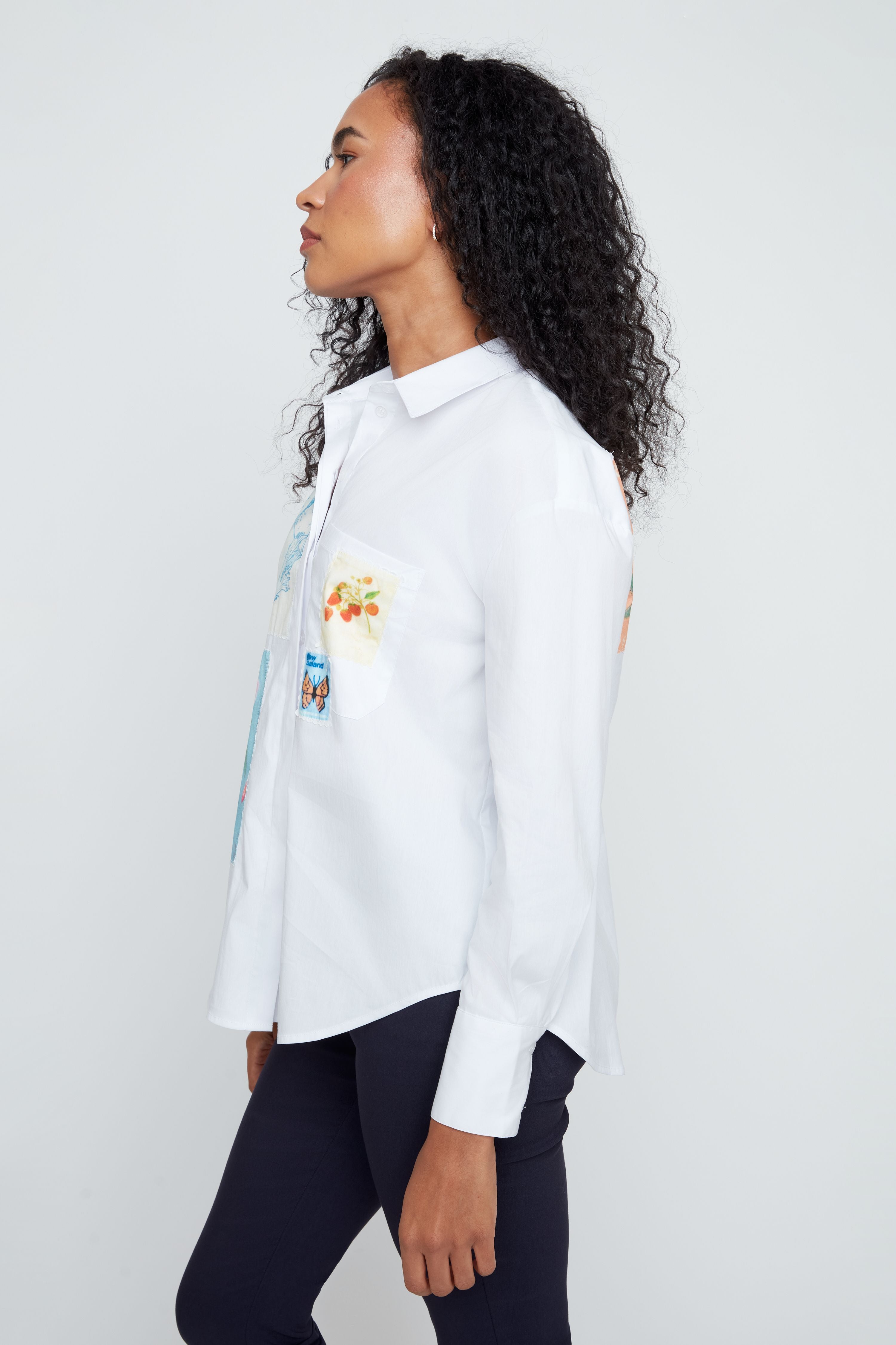 Vintage Postcard Charm Button-Up