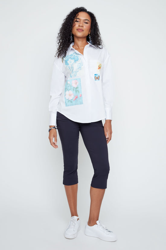 Vintage Postcard Charm Button-Up