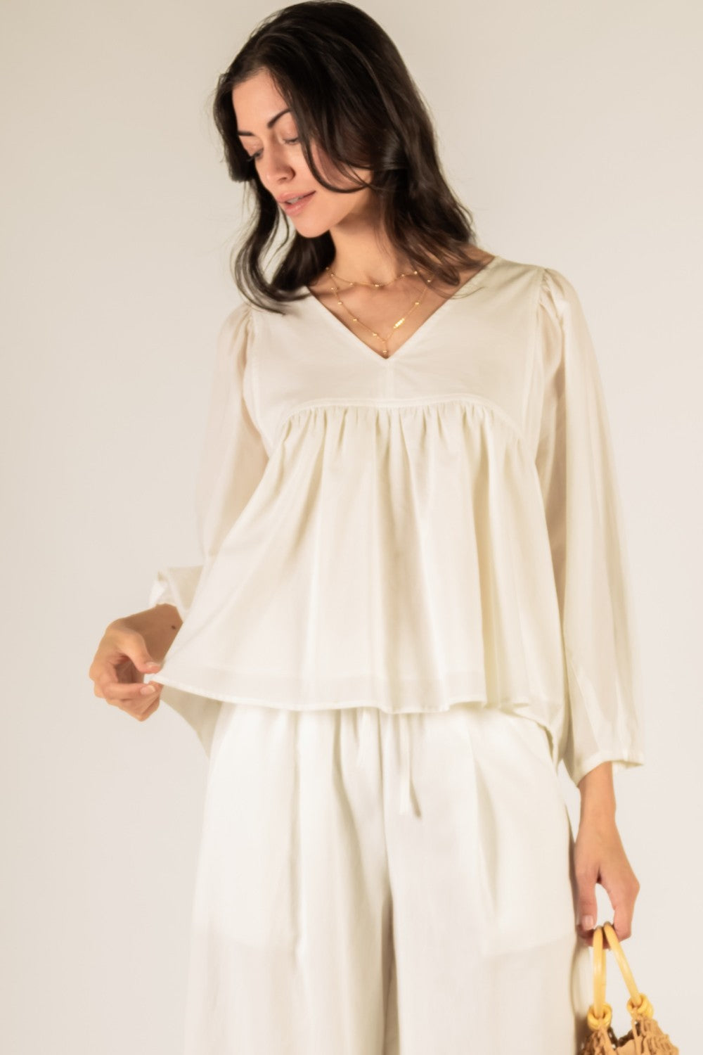 Cotton V-Neck Blouse