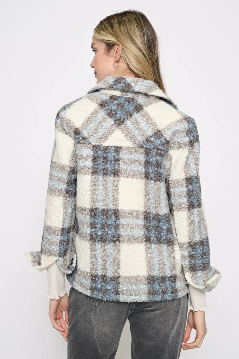 Plaid Button-Front Short Jacket