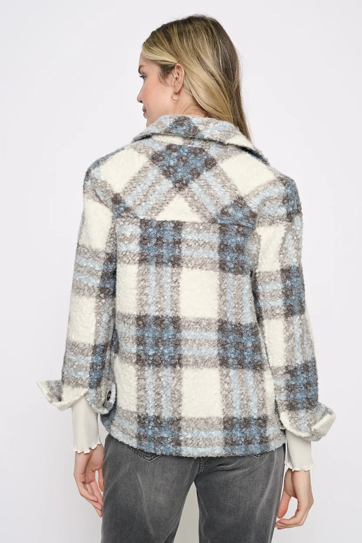 Plaid Button-Front Short Jacket