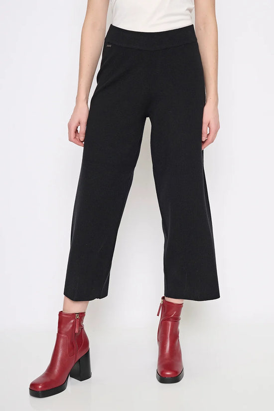 Wide-Leg Ankle-Length Knit Pants