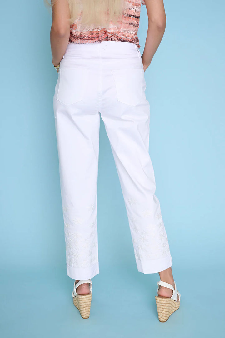 Embellished Ankle-Length Cuffed Jeans