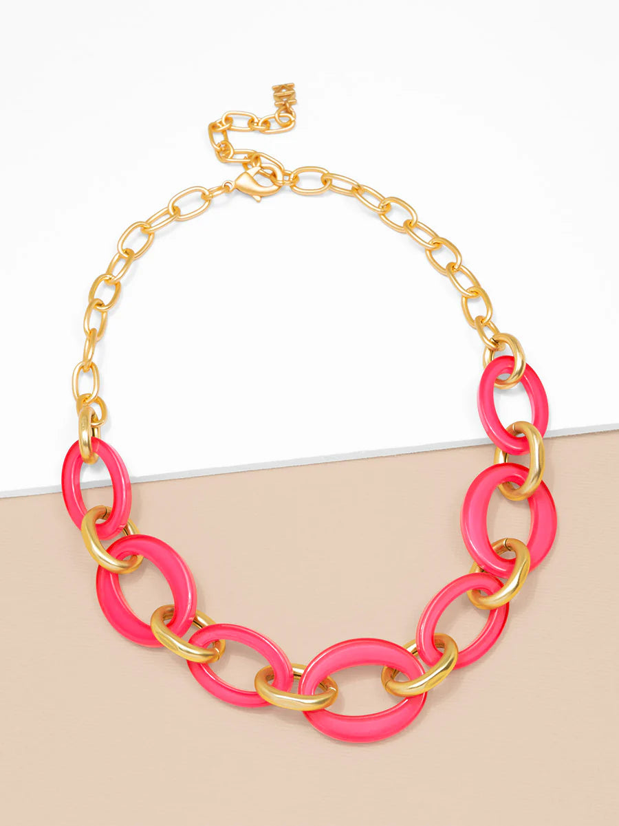 Oval Link Matte Gold Collar Necklace