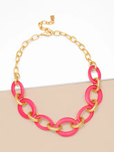 Load image into Gallery viewer, Oval Link Matte Gold Collar Necklace
