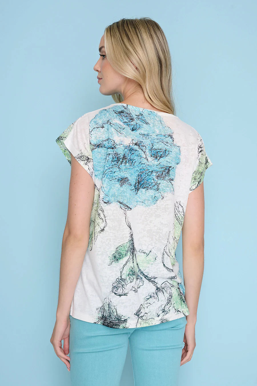 Lace Trim Print Top
