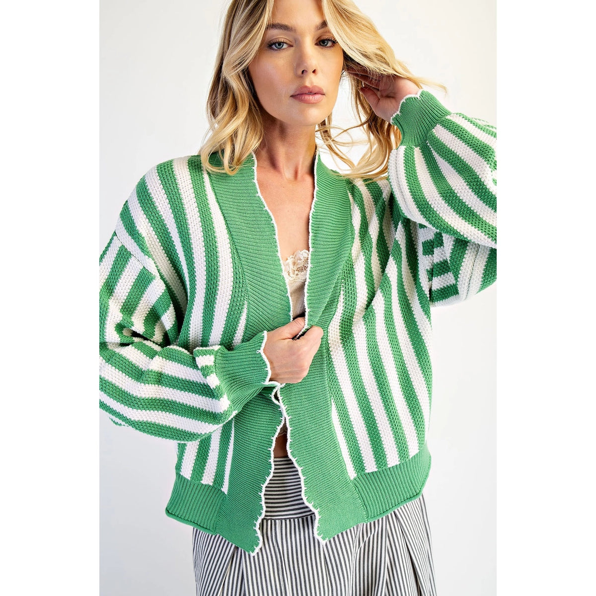 Everyday Knit Scalloped Cardigan Sweater