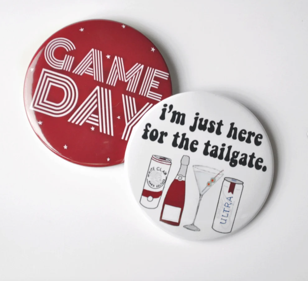 Maroon Game Day Tailgate Buttons | Game Day Pins