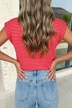 Load image into Gallery viewer, Stripe Sequin America Letter Patched Cap Sleeve Top
