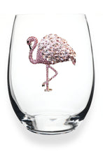 Load image into Gallery viewer, Flamingo Jeweled Stemless Wine Glass
