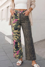 Load image into Gallery viewer, Fashion Leopard Camo Print Wide Leg Jeans
