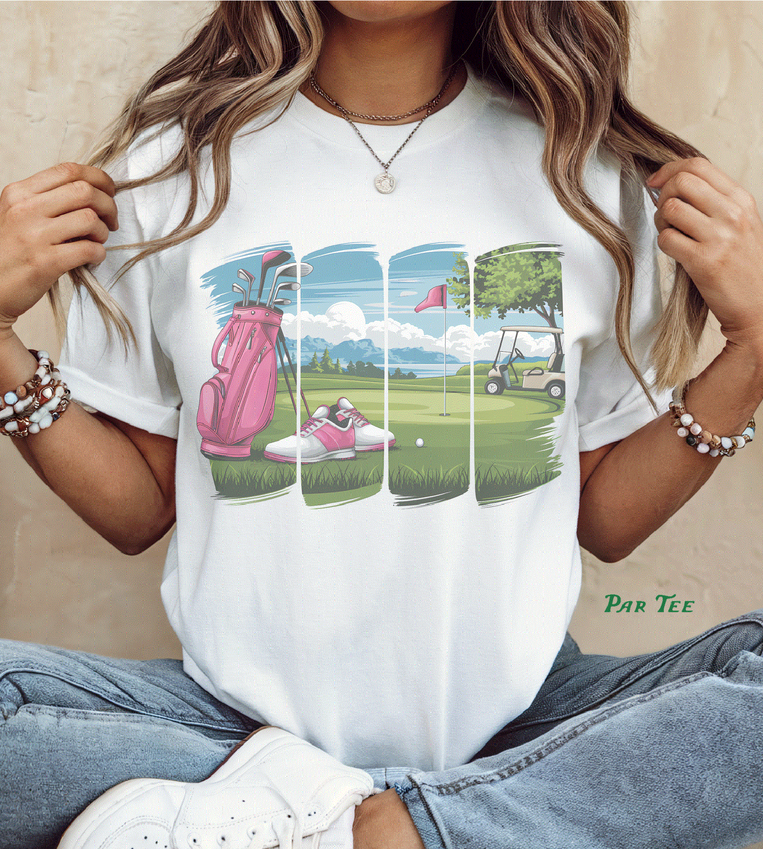 Golf Course Resort Country Club Pink Graphic Tee By Par-Tees