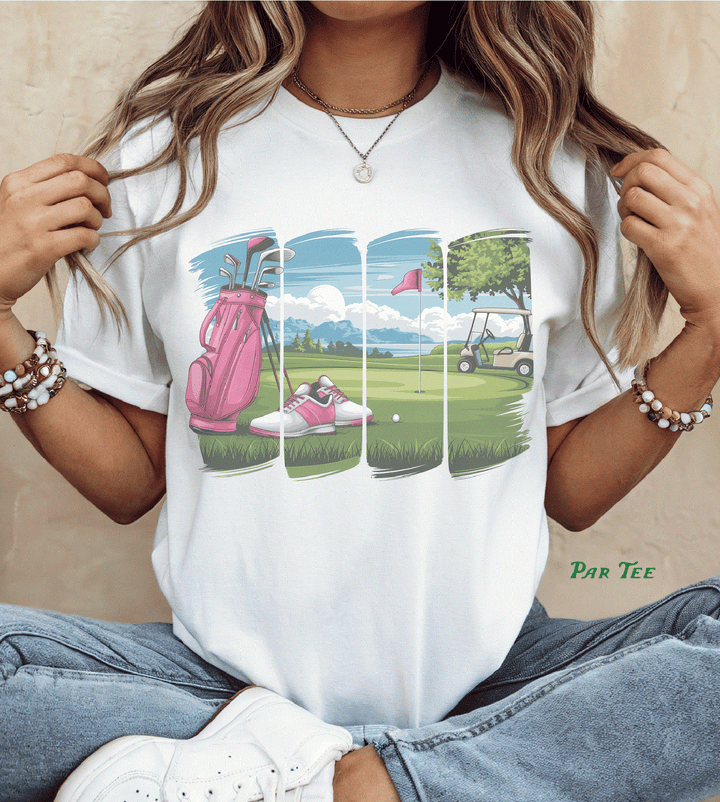 Golf Course Resort Country Club Pink Graphic Tee By Par-Tees