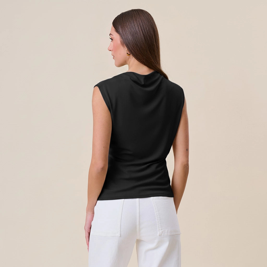 Cowl Neck Drapped Knit Top
