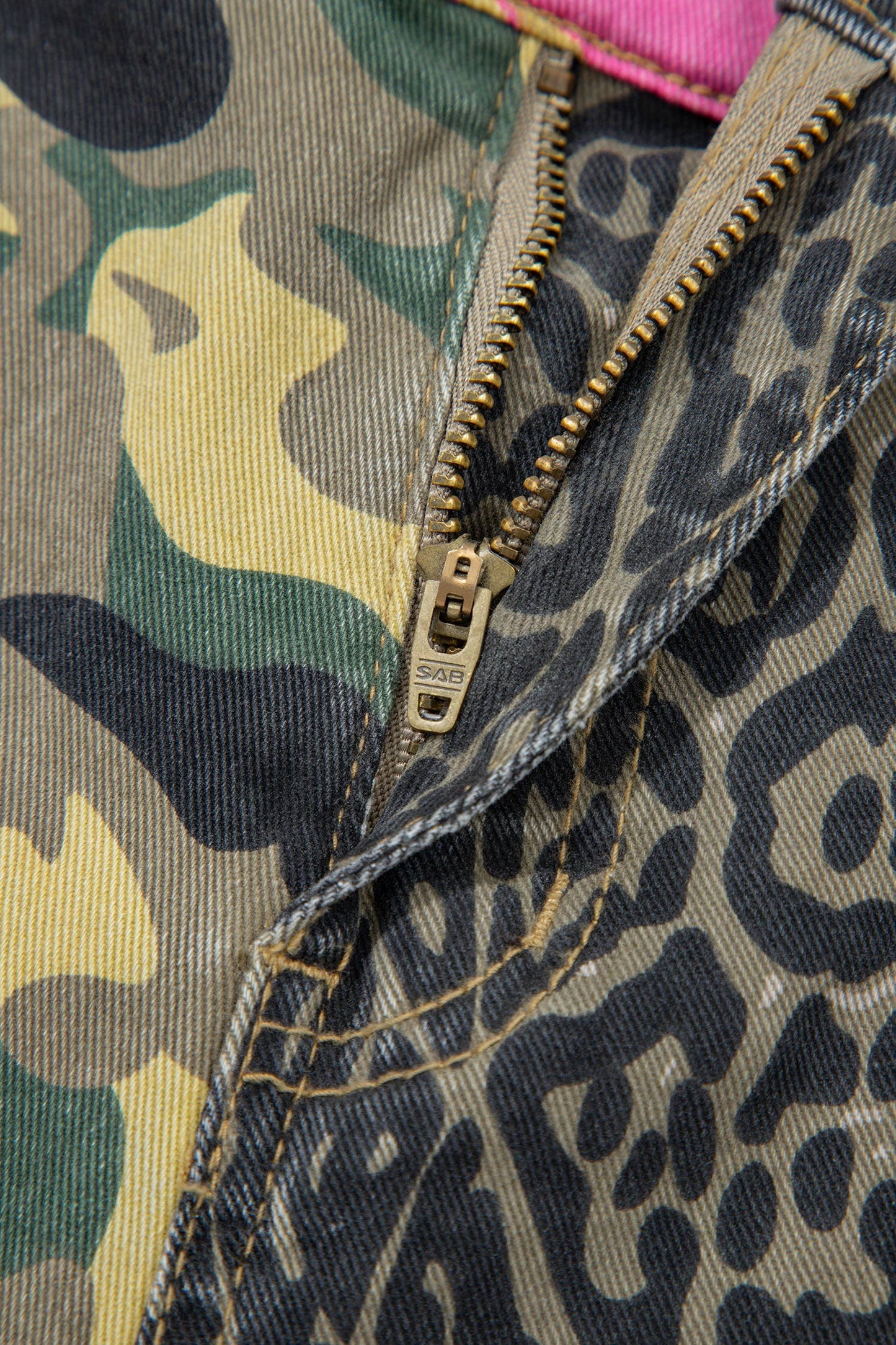 Fashion Leopard Camo Print Wide Leg Jeans