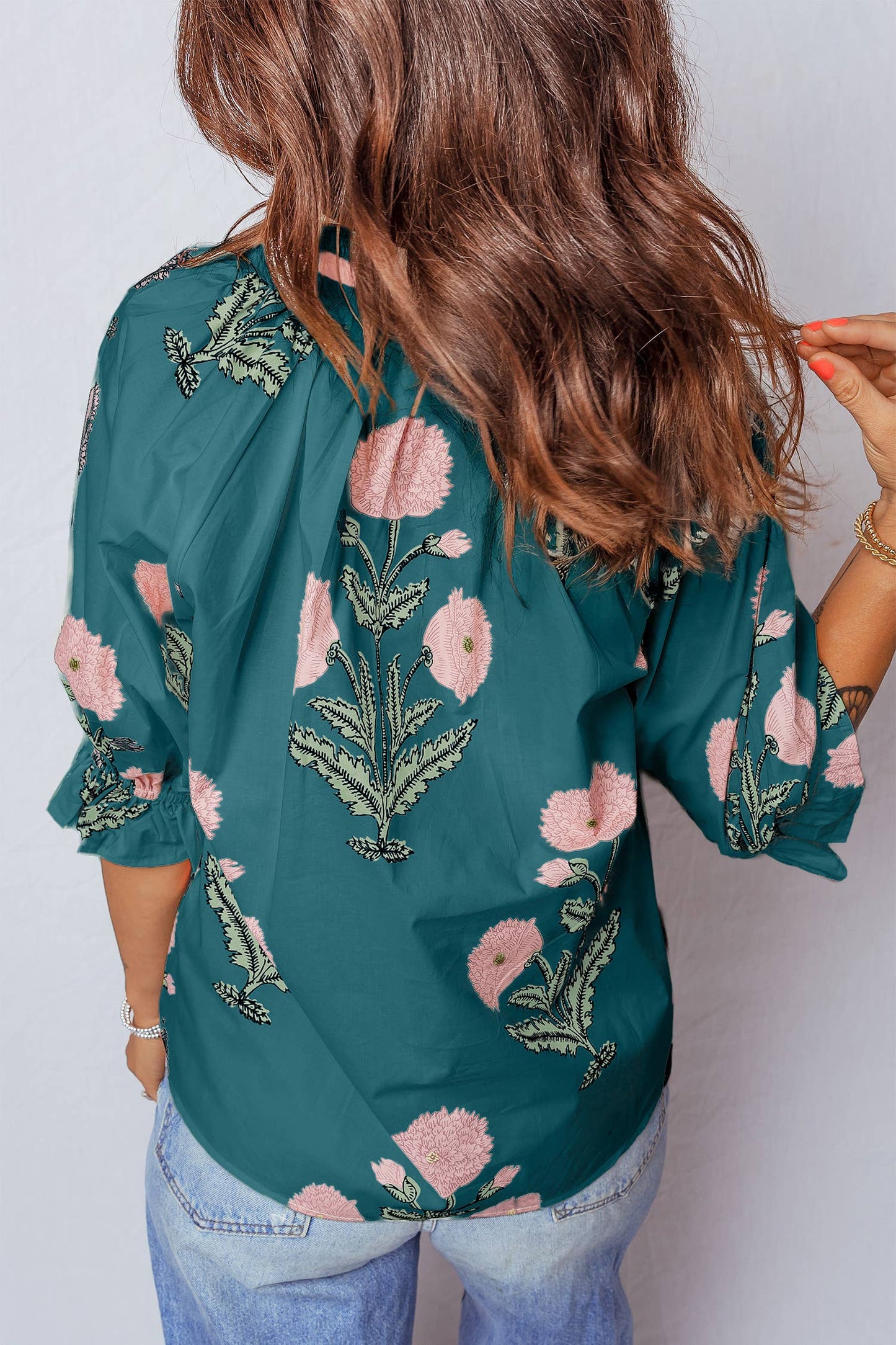 Spring Wild Flower V Neck Blouse