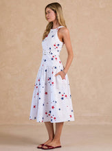 Load image into Gallery viewer, Star Printed Belted Sleeveless Midi Dress
