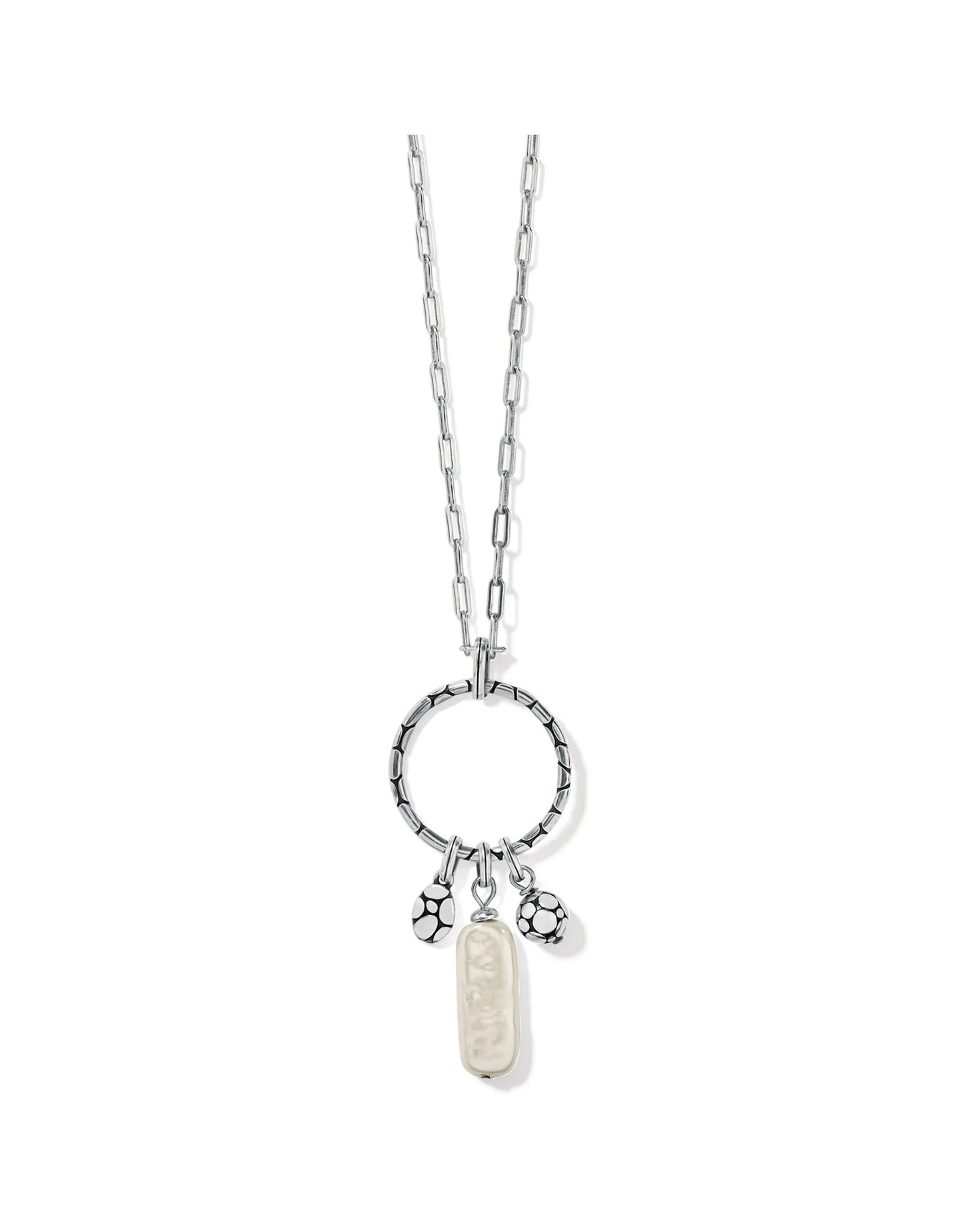 Pebble Pearl Charm Ring Necklace