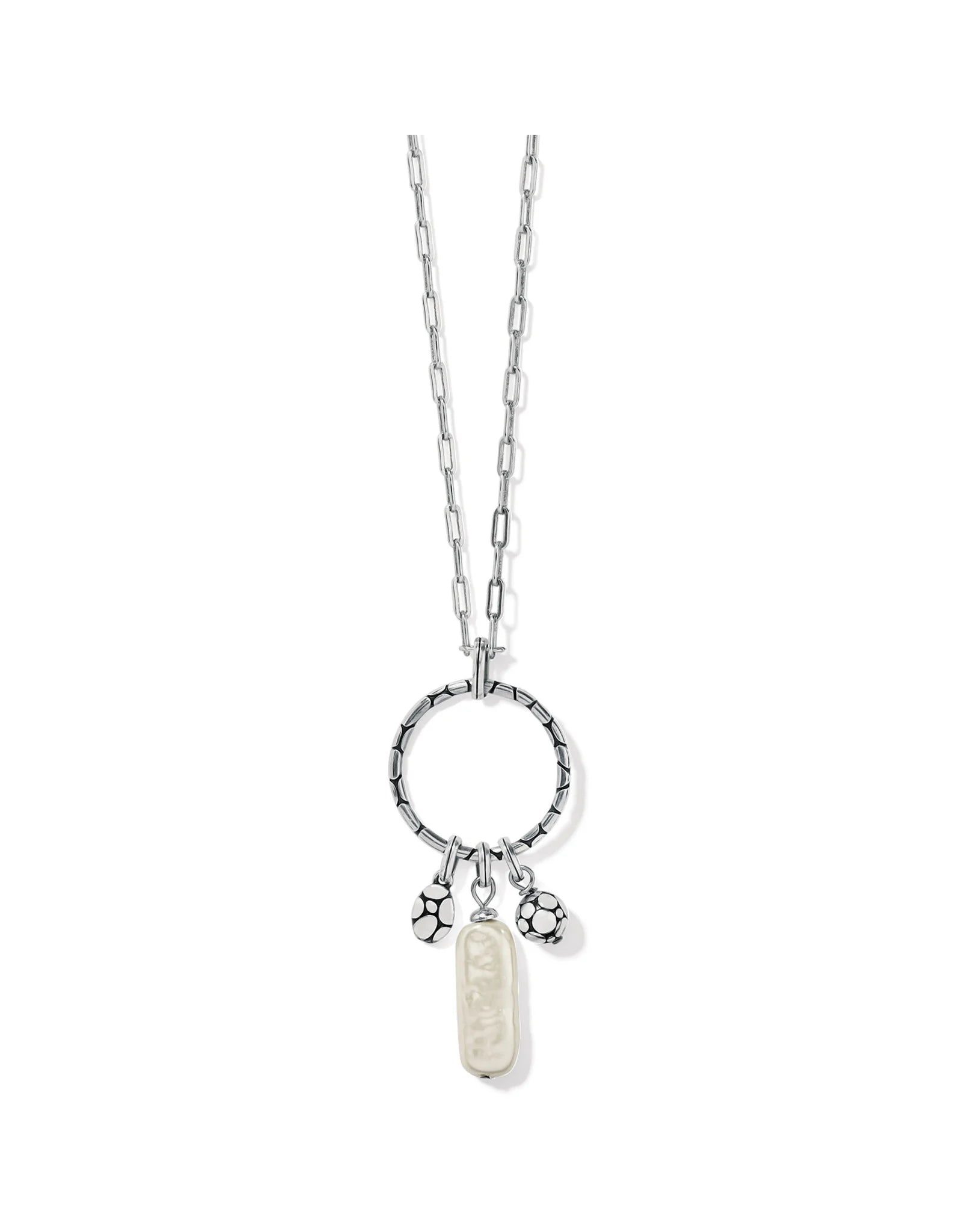 Pebble Pearl Charm Ring Necklace