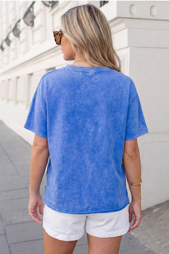 Flag Day Mineral Washed Star Patch V Neck Tee