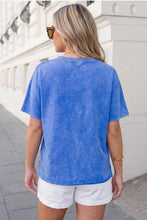 Load image into Gallery viewer, Flag Day Mineral Washed Star Patch V Neck Tee
