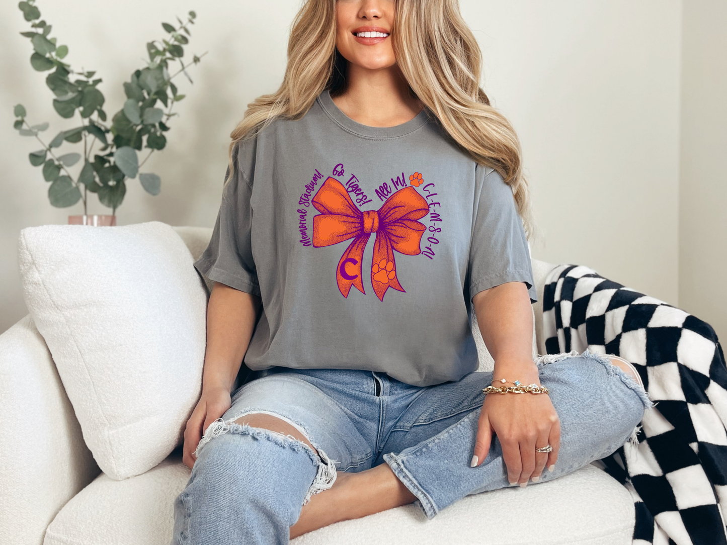 Clemson Paw Bow Coquette