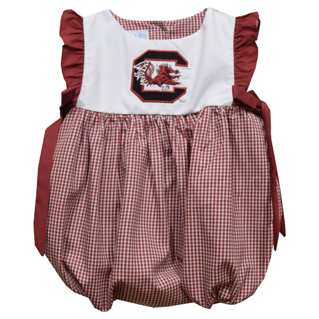 South Carolina Gamecocks Embroidered Gingham Girls Bubble