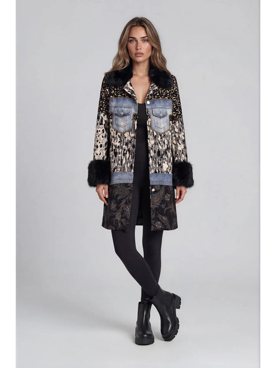 Mixed Media Faux Fur Statement Coat