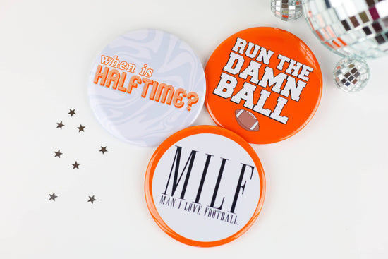 Orange Game Day  Buttons | Game Day Pins