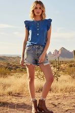 Load image into Gallery viewer, Mineral Washed Ruffle Sleeve Top
