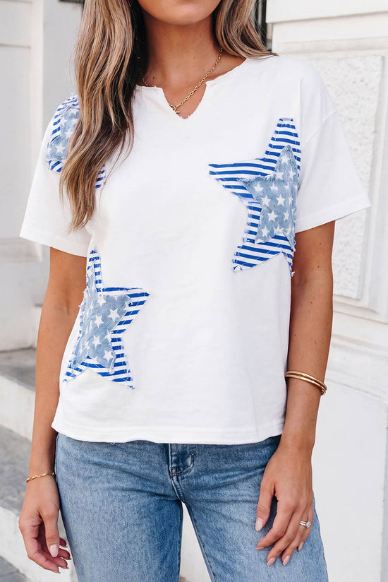 Flag Day Mineral Washed Star Patch V Neck Tee
