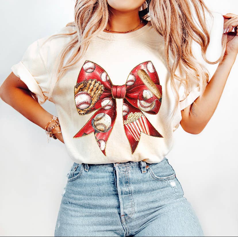 Gameday Baseball Coquette Bow Short Sleeve Shirt