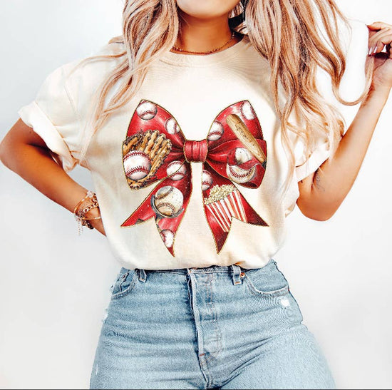 Gameday Baseball Coquette Bow Short Sleeve Shirt