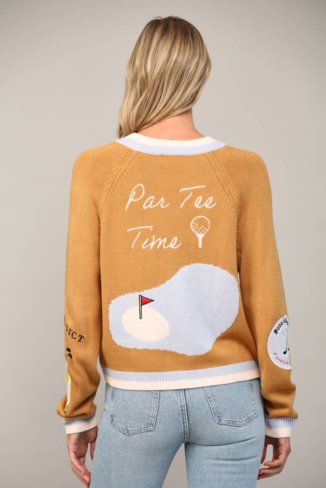 GOLF EMBROIDERED PATCH CARDIGAN