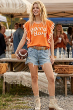 Load image into Gallery viewer, Ruffle Sleeve Varsity Gameday Knit Top
