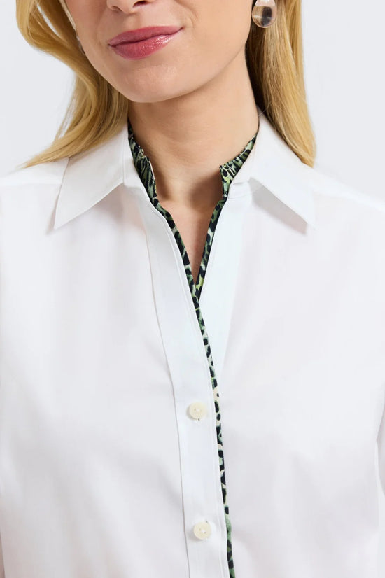 Marlee Green Leopard Trim Long Sleeve Shirt