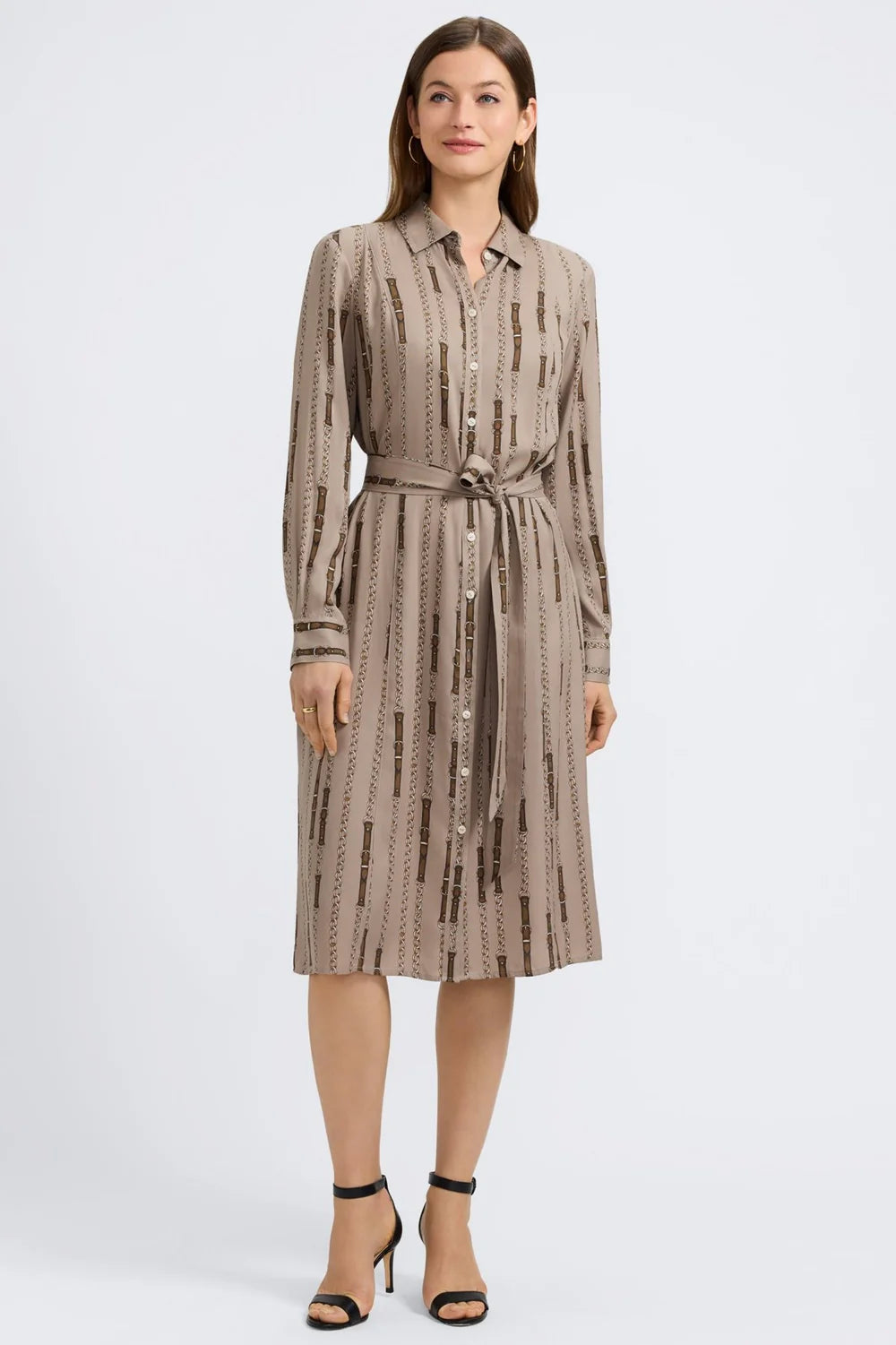 Fiona Chain Stripe Long Sleeve Sleeve Dress