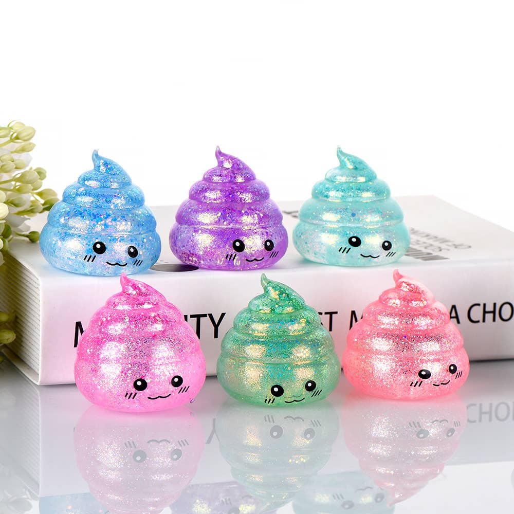 Maltose Glitter smiley Poop Squeeze Toy squishy fidget toy