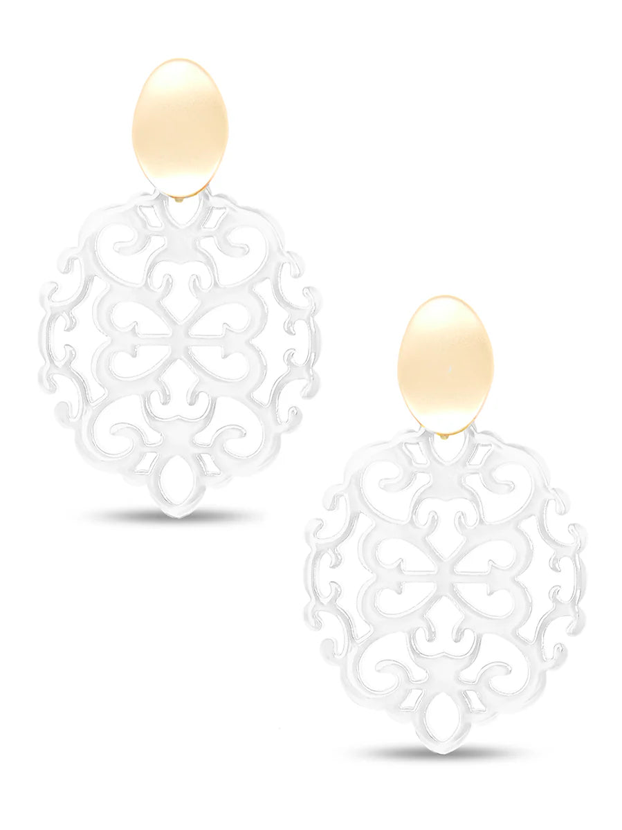 Modern Damask Pattern Resin Drop Earring