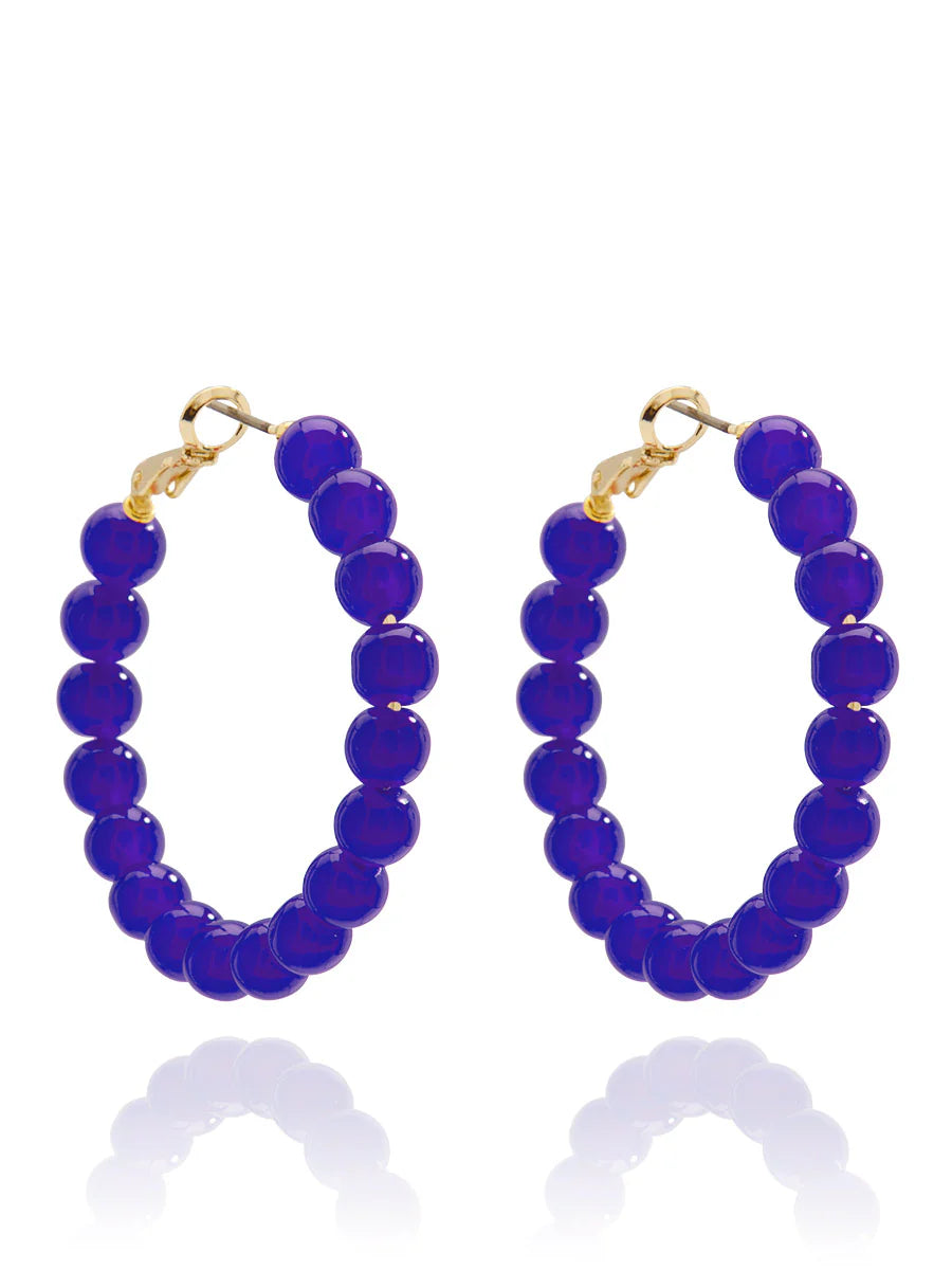 Medium Glass Bead Hoop Earring