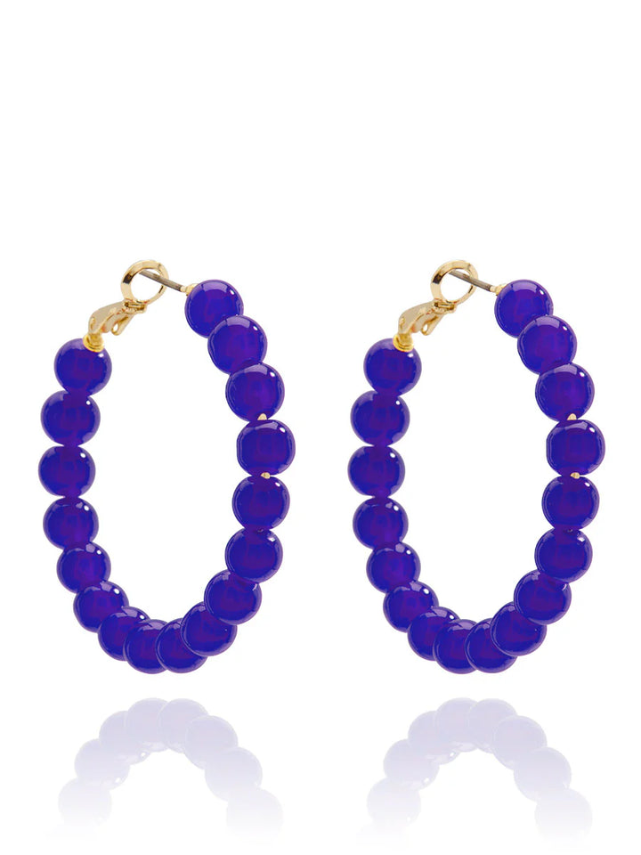 Medium Glass Bead Hoop Earring